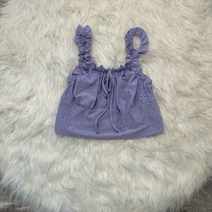 SHEIN Lavender Eyelet Crop Top